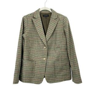 Talbots wool blend houndstooth plaid blazer jacket Size 6 old money classy eques